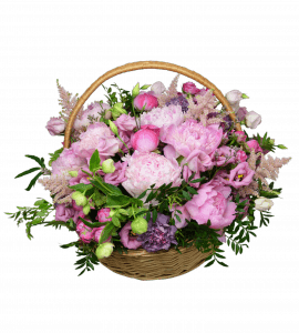Large basket with peonies