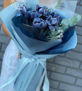 Букет '11 синих тюльпанов' – Интернет-магазин цветов STUDIO Flores