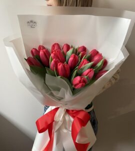 twenty one red tulip