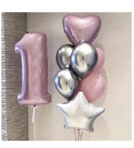 Повітряні кульки один рік дівчинці – Інтернет-магазин квітів STUDIO Flores