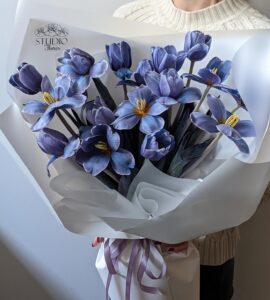 Nineteen purple tulips