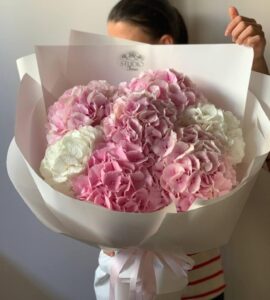 Букет семь бело-розовых гортензий – Интернет-магазин цветов STUDIO Flores