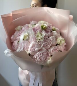 Bouquet with peonies and freesia