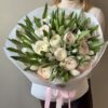 Bouquet of fifty-one tulips with ranunculus