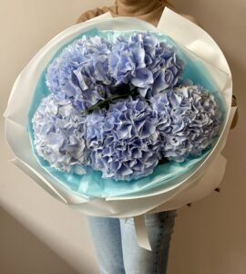 Bouquet five blue hydrangeas